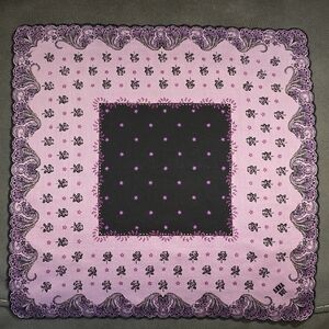 Anna Sui Pink and Black Floral Scarf